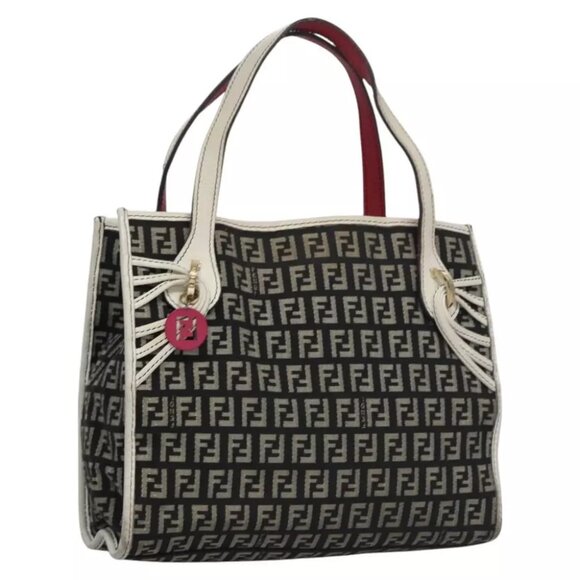 FENDI Zucchino Canvas Hand Bag Black Auth - Picture 1 of 16